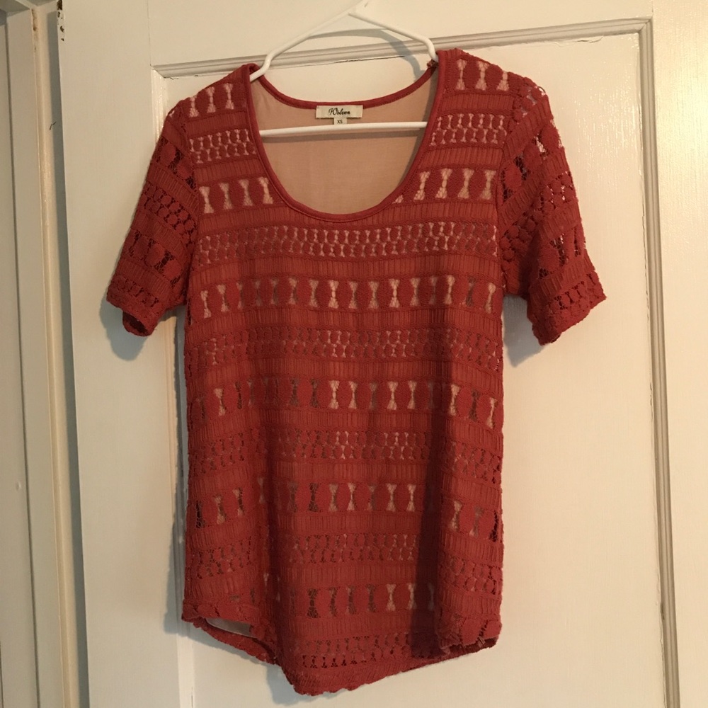 Anthropologie- layered burnt orange shirt